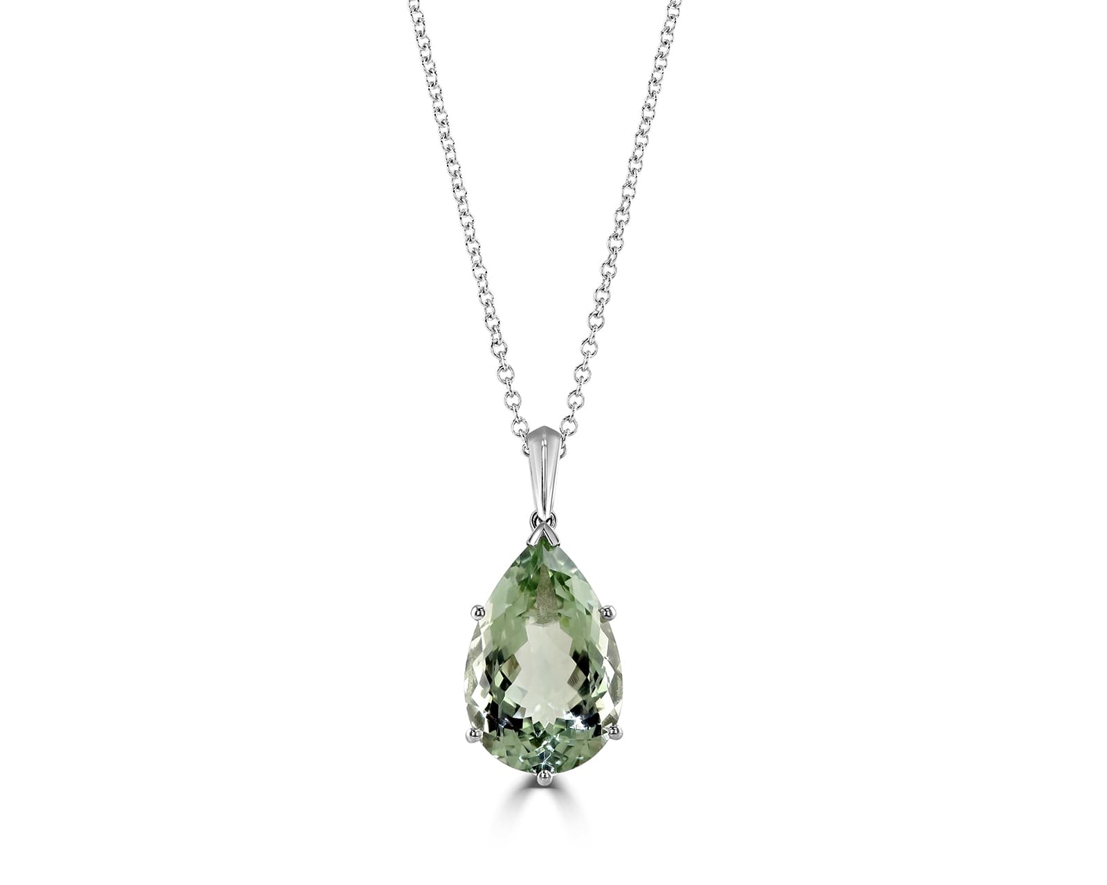 A 9ct White Gold Green Amethyst Pendant 
