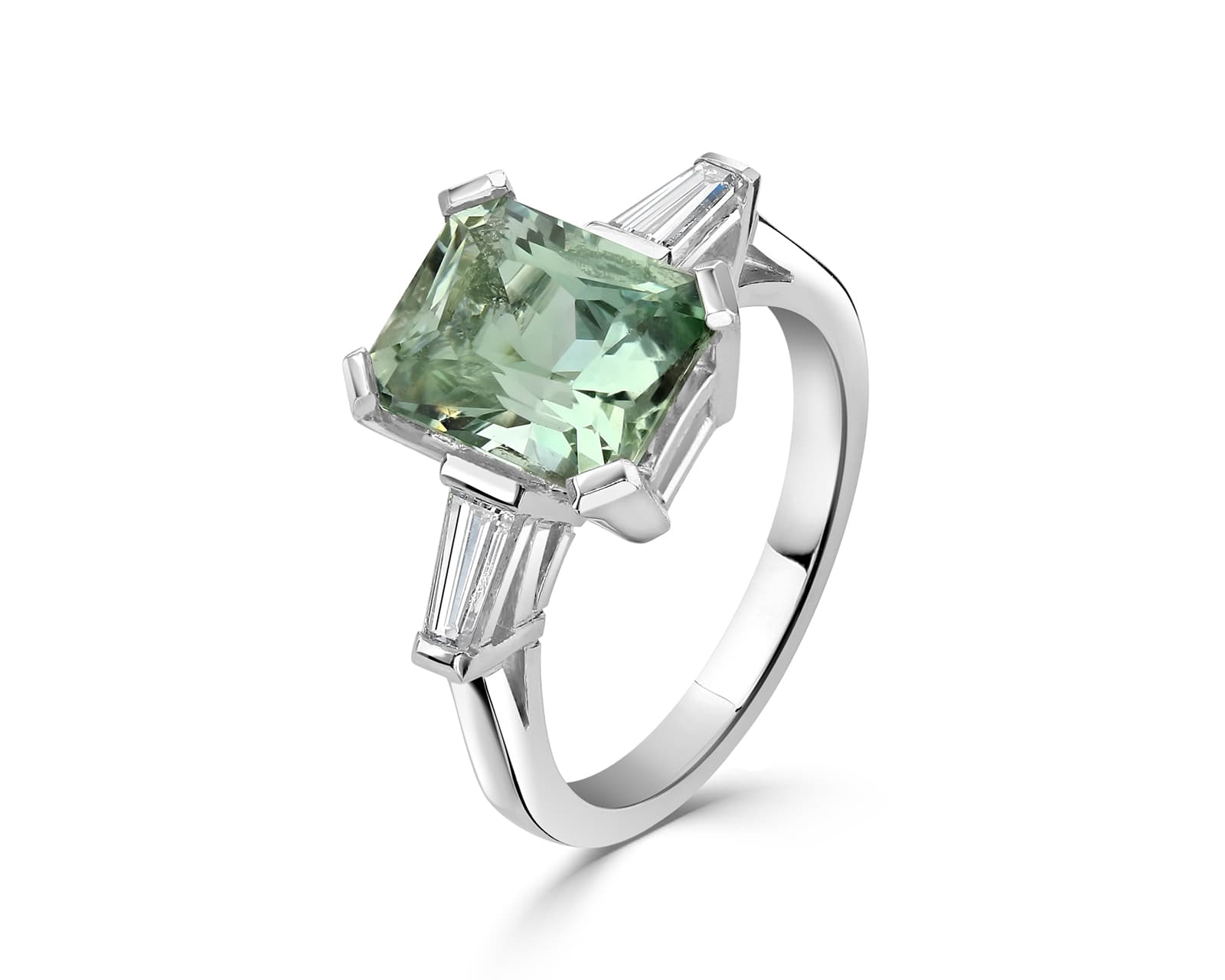 A Platinum Mint Aquamarine and Diamond Ring